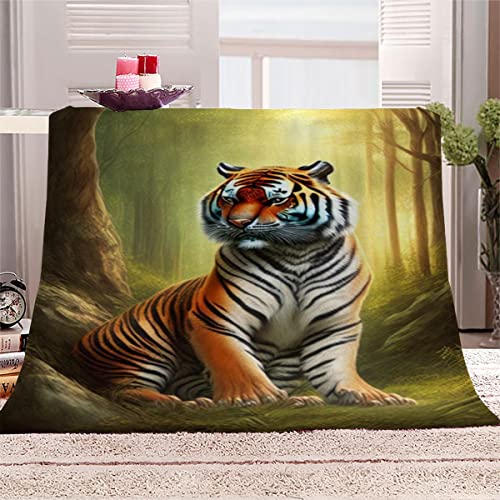 RUGINA Tiger Kuscheldecken 180x220 cm Decke Süße Tiere 3D-Digitaldruck Weich Flanelldecke für Kinder Erwachsene Sofaüberwurf Decke von RUGINA