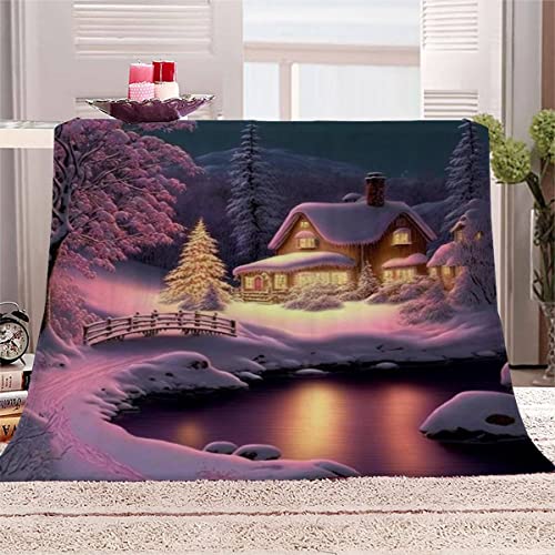 RUGINA Winterschnee Kuscheldecken 180x220 cm Decke Natürliche Landschaft 3D-Digitaldruck Weich Flanelldecke für Kinder Erwachsene Sofaüberwurf Decke von RUGINA