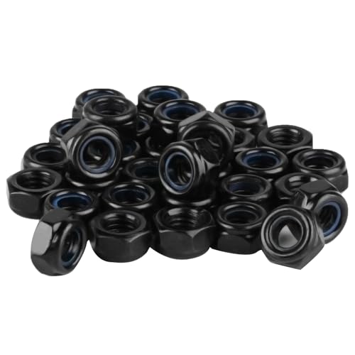 100 Stück M3 Muttern Set, Selbstsichernde Muttern Schwarz, Sechskantmuttern, DIN 985 Edelstahl Sicherungsmuttern Stoppmuttern mit Klemmteil, Metrisch Gewinde Kontermuttern mit Nylon für Schrauben von RUGLAMZHIP