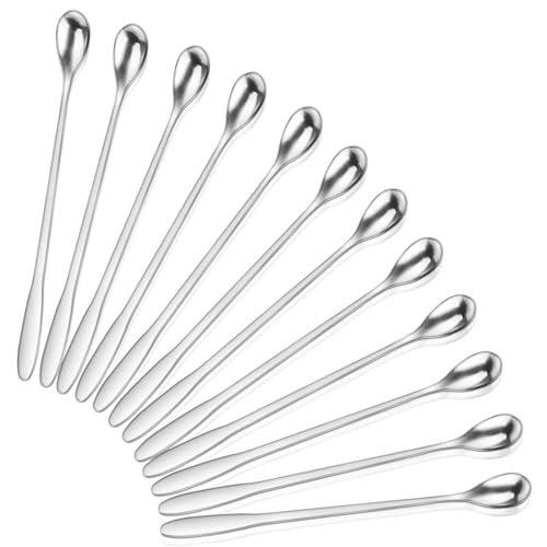 12 Stk Latte Macchiato Löffel Set, 22,5cm Espresso Löffel, Espressolöffel, Edelstahl Kaffeelöffel, Teelöffel, Longdrinklöffel, Eislöffel Spülmaschinenfest für Kaffee Milchshake Cocktails von RUGLAMZHIP