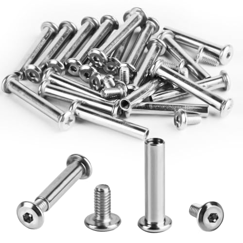 20 Stück Verbindungsschrauben M4 x 20 mm, Möbelschrauben mit Hülsen, Edelstahl A2 V2A Möbelverbinder Schrankverbinder Korpusverbinder für Schränken Holzbret(10 Schraubverbinder, 10 Hülsenschrauben) von RUGLAMZHIP