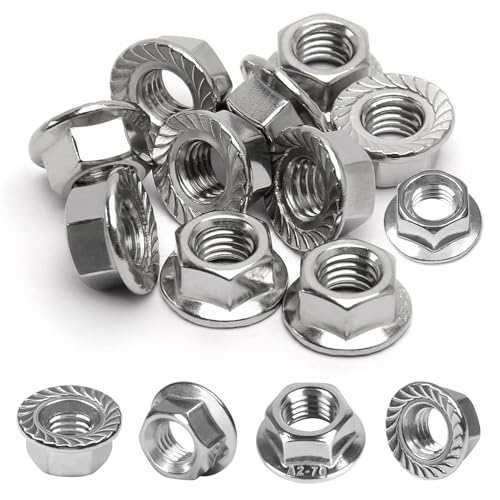 30 Stück Flanschmuttern M5 Muttern Edelstahl, Sechskantmuttern Selbstsichernde Muttern mit Sperrverzahnung Bundmutter, nach DIN 6923 Sechskantmutter mit Flansch Sperrzahnmuttern(30 STK, M5) von RUGLAMZHIP