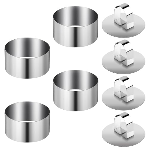 4 Stk Dessertringe und Speiseringe Set, Servierringe, Anrichteringe, Edelstahl Kuchenringe Set, 8cm Kleine Tortenringe Set, Dessert Formen Dessertringe Kochringe für Dessert Kuchen Mousse Ringe 4 Stk Dessertringe und Speiseringe Set, Servierringe, Anrichteringe, Edelstahl Kuchenringe Set, 8cm Kleine Tortenringe Set, Dessert Formen Dessertringe Kochringe für Dessert Kuchen Mousse Ringe von RUGLAMZHIP