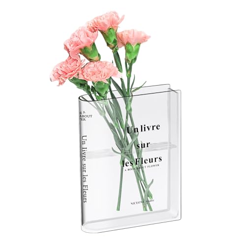 Buchvase, Book Vase, Klare Acryl Büchervase, Buchförmige Vase für Blumen, Bücherform Buchblumenvase für Schlafzimmer Tischdeko Wohnzimmer Büro von RUGLAMZHIP