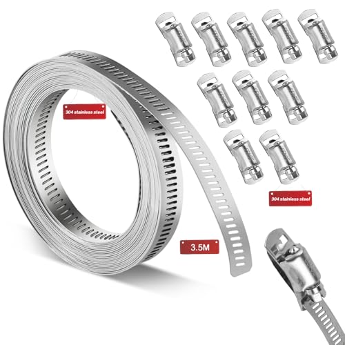 3.5 Meter Schlauchschellen Edelstahl, Einstellbare Schlauchschellen Endlos 304 Edelstahl, Schlauchklemmen für Wasser Gas Rohr/Automobil/Unterdruckschlauch Schlauchschellen Set (3.5 Meter) von RUGLAMZHIP