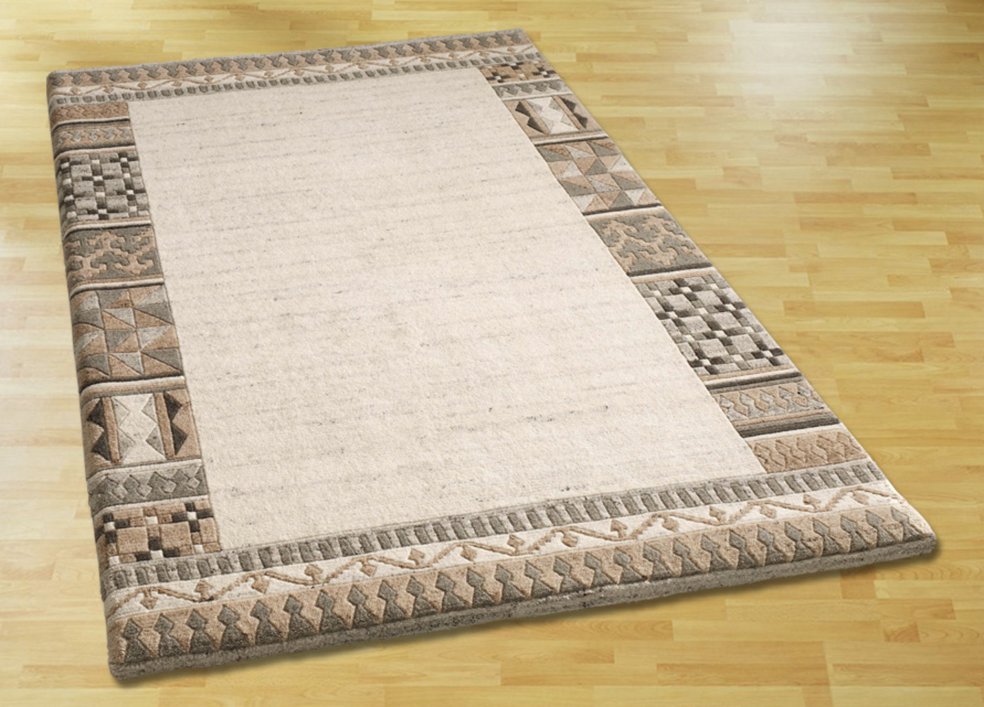 Handgearbeitete Teppiche, Brücken und Bettumrandung, Größe 304 (Teppich rund, ø 150 cm), Qualität Klassik, Natur-Beige von RUGMARK