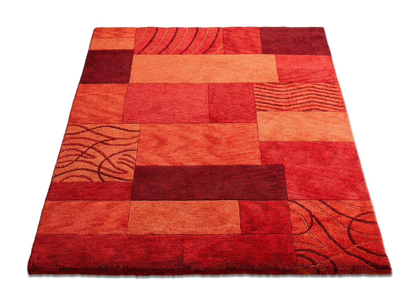 Handgearbeitete Teppiche aus 100% Schurwolle, Größe 256 (Teppich, 170x240 cm), Qualität Luxus (Handgeknüpft), Rot von RUGMARK