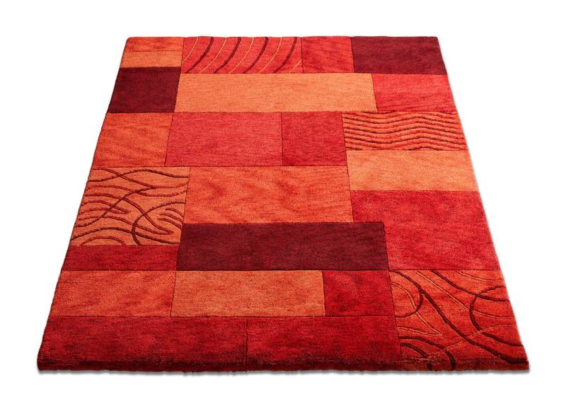 Handgearbeitete Teppiche aus 100% Schurwolle, Größe 256 (Teppich, 170x240 cm), Qualität Luxus (Handgeknüpft), Rot von RUGMARK