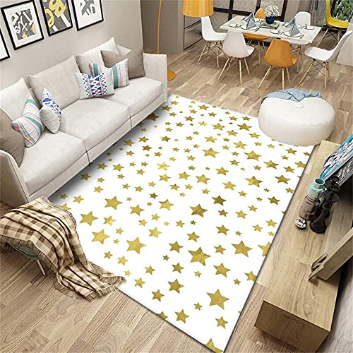 Moderne Teppiche Kinderteppich Klein Weißer Teppichgold Gold Stern Dekoration Modern Teppich Wohnzimmer Schlafzimmer Teppich 120x200cm Teppich Vorzimmer von RUGMRZ