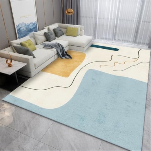 RUGMRZ Abwaschbarer Teppich Abstrakte Kunst rutschfest Waschbar Aussenbereich Blau Balkon Wetterfest Wohnzimmer Teppichboden 140X200CM RUGMRZ Abwaschbarer Teppich Abstrakte Kunst rutschfest Waschbar Aussenbereich Blau Balkon Wetterfest Wohnzimmer Teppichboden 140X200CM von RUGMRZ