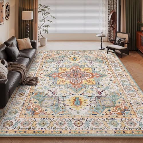 RUGMRZ Aesthetic Teppich Blau 200x250cm,Waschbar in Waschmaschine Großer Teppich,Retro für Balkon,Wohn,Matt Floor von RUGMRZ