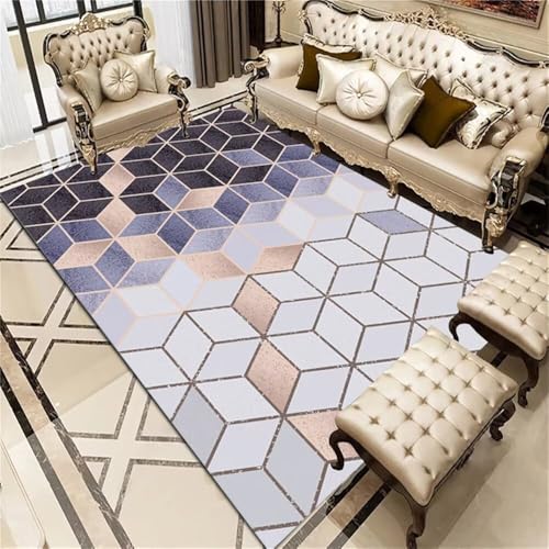 RUGMRZ Aesthetic Teppich Small Bedroom Rugs for Adults 130x190CM Design jugendzimmer mädchen blau Grauer moderner geometrischer komfortable Schalldämmung Kinderteppich Waschb RUGMRZ Aesthetic Teppich Small Bedroom Rugs for Adults 130x190CM Design jugendzimmer mädchen blau Grauer moderner geometrischer komfortable Schalldämmung Kinderteppich Waschb von RUGMRZ