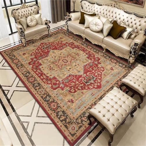 RUGMRZ Aesthetic TeppichKüchenteppich rutschfest Wohnzimmer Teppichboden 180x250CM Outdoor Teppich groß rotRetro-Blumen-Teppich Babyzimmer von RUGMRZ
