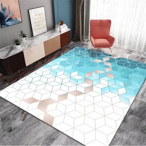 RUGMRZ Aesthetic TeppichWeicher Teppich für Flur 180x250CM läufer BlauModerner, waschbarer geometrischer Teppich. von RUGMRZ