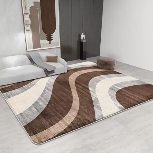 RUGMRZ Anti Rutsch Teppich Bürostuhl Geeignet 180x250cm,Braun Teppich Groß,Moderne Geometrie für Esstisch,Wohn,Gegend von RUGMRZ