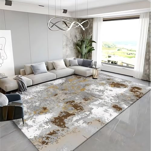 RUGMRZ Anti Rutsch Teppichboden 120x160cm,Grau,Abstrakte Kunst für Kinderzimmere Mädchen,Terrasse,Neben Bett von RUGMRZ