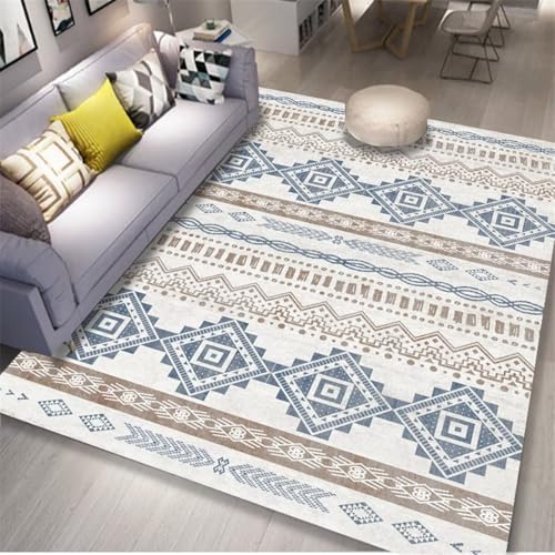 RUGMRZ Anti Rutsch Wohnzimmer Teppich blau grau 90x150cm, Kurzflor Moderne geometrische Muster Werden im Wohnzimmer, Schlafzimmer und am Bett verwendet RUGMRZ Anti Rutsch Wohnzimmer Teppich blau grau 90x150cm, Kurzflor Moderne geometrische Muster Werden im Wohnzimmer, Schlafzimmer und am Bett verwendet von RUGMRZ