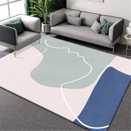RUGMRZ Antirutsch Büroteppich blau 70x140cm, Aesthetic Schmutzfangmatten Modernes minimalistisches Design für Wohnzimmer, Schlafzimmer, Arbeitszimmer von RUGMRZ