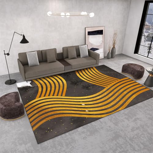 RUGMRZ Antirutsch Für Teppich 120X160Cm Teppiche Modern Designer Wohnzimmer 31 Gold Staubsauger Fleckerlteppich Sofa Schlafzimmer Nachttisch Studie Abstrakt Braun von RUGMRZ
