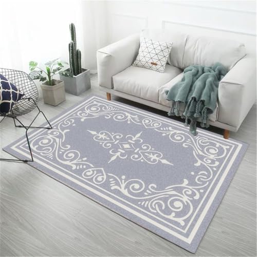 RUGMRZ Antirutsch Für Teppich Moderne Minimalistische rutschfeste Geometrie Bett Blau Läufer Waschbar Kamin Wohnzimmer 100X100CM von RUGMRZ