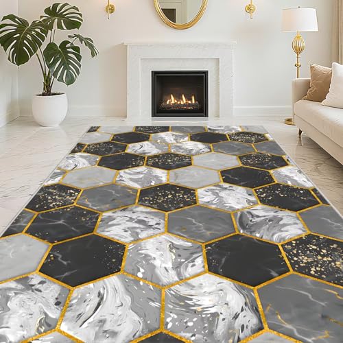 RUGMRZ Antirutsch Fussmatte Innen 60X90cm,Waschbar In Waschmaschine Geometrisches Design Graufür Schlafzimmer,Esszimmer,Vorzimmer von RUGMRZ