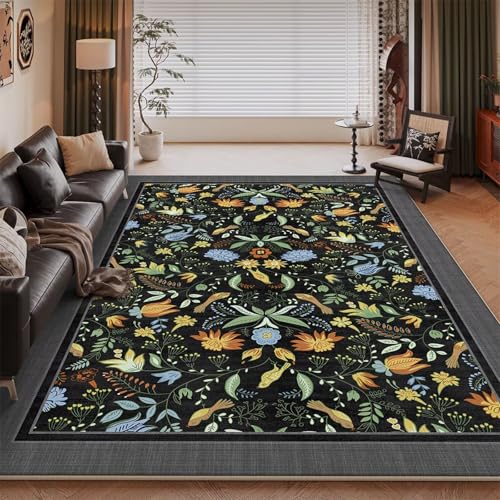 RUGMRZ Antirutsch Matten & Teppiche Gris-Noir 70x140CM, Fußmatten Floriculture Moderne for Babyzimmer Bettumrandung Wohnungs von RUGMRZ