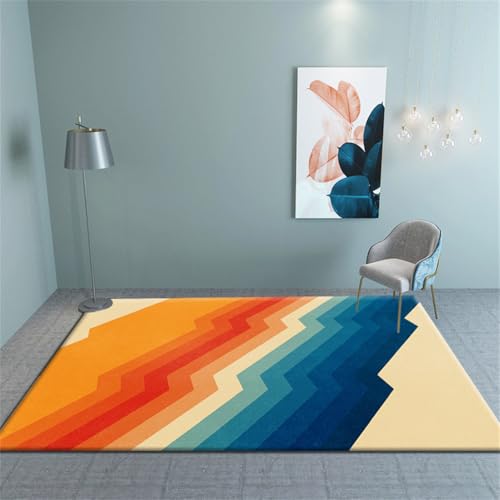 RUGMRZ Antirutsch Pads Teppich 160X200Cm Auto Teppiche 30 Orange Schlaf Zimmer Deko Esstisch Moderne Minimalistische Geometrische Abstrakte Wohnzimmer Schlafzimmer Blau von RUGMRZ