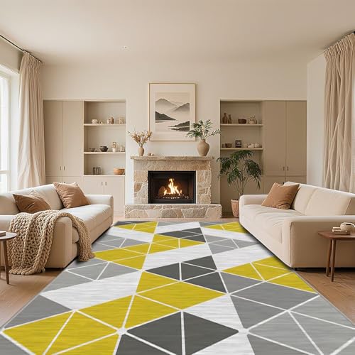 RUGMRZ Antirutsch Teppich Wohnzimmer Modern Gelb 200x300cm,Geometrische Muster Pflegeleicht für Schlafzimmer,Balkon,Wohn RUGMRZ Antirutsch Teppich Wohnzimmer Modern Gelb 200x300cm,Geometrische Muster Pflegeleicht für Schlafzimmer,Balkon,Wohn von RUGMRZ