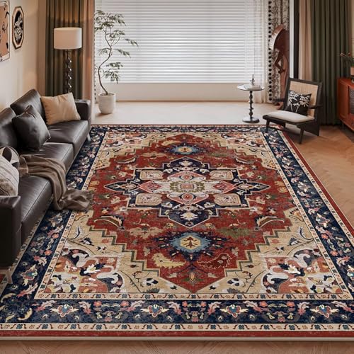 RUGMRZ Antirutsch Teppich Wohnzimmer Vintage 180x280cm,Rot Teppich Groß,Klassische Blumen für Terassenaussen,Fliesen,Büro RUGMRZ Antirutsch Teppich Wohnzimmer Vintage 180x280cm,Rot Teppich Groß,Klassische Blumen für Terassenaussen,Fliesen,Büro von RUGMRZ