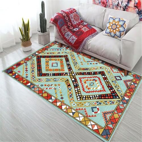 RUGMRZ Antirutsch TeppichSchlafzimmerdeko Teppich Spielmatte 180x250CM schmutzfangmatte MehrfarbigRoter Blauer Retro-Teppich kann angepasst Werden von RUGMRZ
