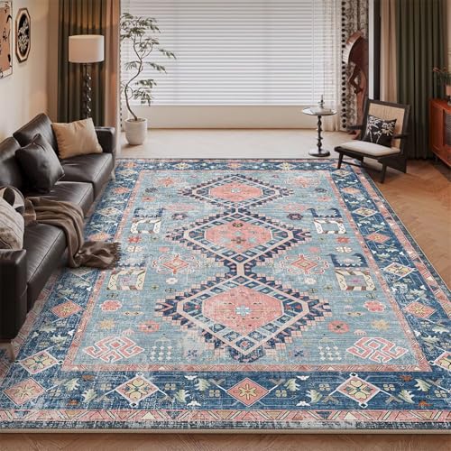 RUGMRZ Antirutsch Wohnzimmer Teppich Bleu 70x140CM, Eingangsinnen Floral rétro for Schreibtisch Glastisch Room RUGMRZ Antirutsch Wohnzimmer Teppich Bleu 70x140CM, Eingangsinnen Floral rétro for Schreibtisch Glastisch Room von RUGMRZ