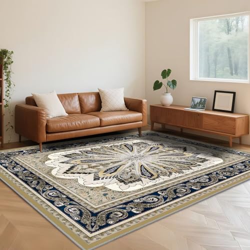 RUGMRZ Antirutsch Wohnzimmerteppich 160X200cm,Waschbar In Waschmaschine Retro-Design Beigefür Schlafzimmer,Terrasse,Büro von RUGMRZ
