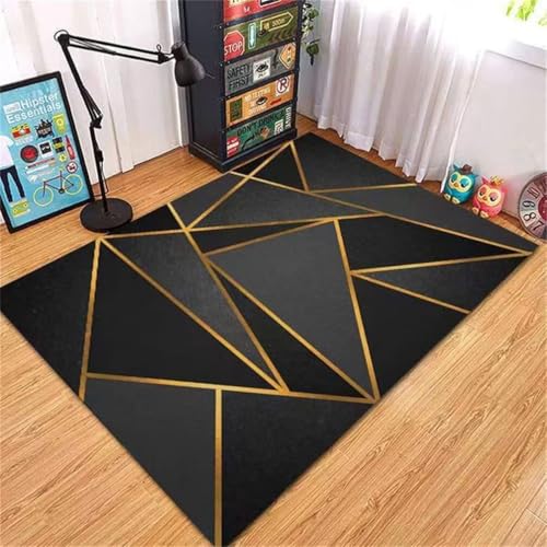 RUGMRZ Baby Teppich Mädchen 300x400CM Teppich jugendzimmer Kinderteppiche schwarz Goldenes modernes geometrisches Muster Einfache Reinigung Wohnzimmer Teppich RUGMRZ Baby Teppich Mädchen 300x400CM Teppich jugendzimmer Kinderteppiche schwarz Goldenes modernes geometrisches Muster Einfache Reinigung Wohnzimmer Teppich von RUGMRZ