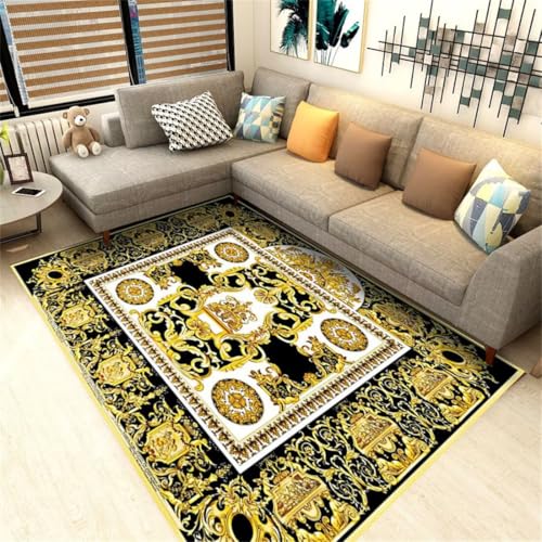 RUGMRZ Babyzimmer Deko 180X180Cm Teppich Arbeitszimmer 47 Gelb Retro Goldenes Rechteckiges Rutschfestes Wohnzimmer Klassisch Bürostuhl Geeignet Schlafzimmer Läufer von RUGMRZ