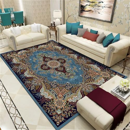 RUGMRZ Bad Teppich Schlafzimmer Deko Blaues Farbschema Retro waschbar Kinderteppich Für Wohnzimmer 120X200CM RUGMRZ Bad Teppich Schlafzimmer Deko Blaues Farbschema Retro waschbar Kinderteppich Für Wohnzimmer 120X200CM von RUGMRZ
