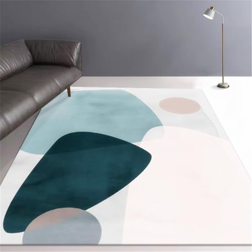 RUGMRZ Bad Teppich Waschbar Abstrakte Kunst rutschfest Mehrfarbig Tisch Wohnzimmer Blau Mädchen Zimmer Deko Mit Muster 60X60CM von RUGMRZ