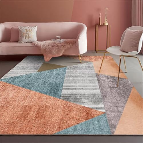 RUGMRZ Badteppich Deko Tisch Wohnzimmer Orange blau geometrisches Design langlebig Mädchen Teppich Teppiche Für 200X250CM von RUGMRZ