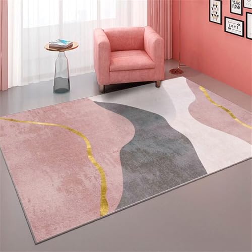 RUGMRZ Balkon Fußboden 120x180CM Rosa jugendzimmer Teppich schmutzabweisender Grauer moderner rechteckiger Aesthetic Kinderteppich Mädchen esstisch von RUGMRZ