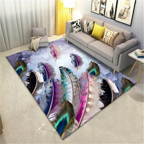 RUGMRZ Balkon Teppich Bürostuhl Bunte Blumenmusterdekoration ist langlebig Groß Esszimmer Deko 80X160CM von RUGMRZ