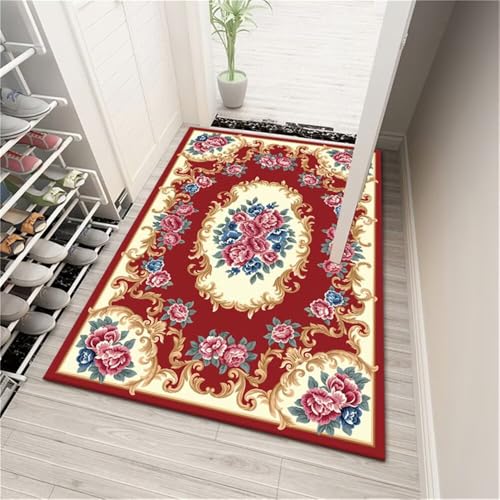 RUGMRZ Balkon Teppich Dywany Do Salonu Roter Retro-Stil waschbar Schallschutz Sitzecke Wohnzimmer 120X180CM von RUGMRZ