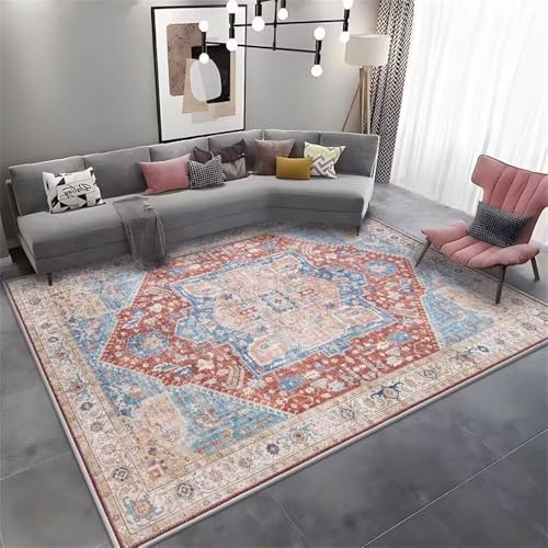 RUGMRZ Balkonteppich 130x190CM Teppich mädchen elegant Bettvorleger Schlafzimmer rot Blauer Retro-Blumen-Teppich. weicher Outdoorteppich RUGMRZ Balkonteppich 130x190CM Teppich mädchen elegant Bettvorleger Schlafzimmer rot Blauer Retro-Blumen-Teppich. weicher Outdoorteppich von RUGMRZ