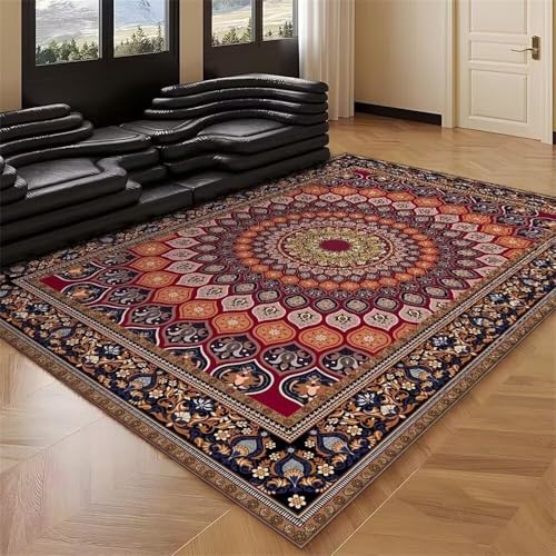 RUGMRZ Bettumrandung Teppich 60x120CM minimalistisches Design babyzimmer Junge rot Blauer Blumenmuster-Teppich outdoorteppiche mädchen kinderzimmer von RUGMRZ