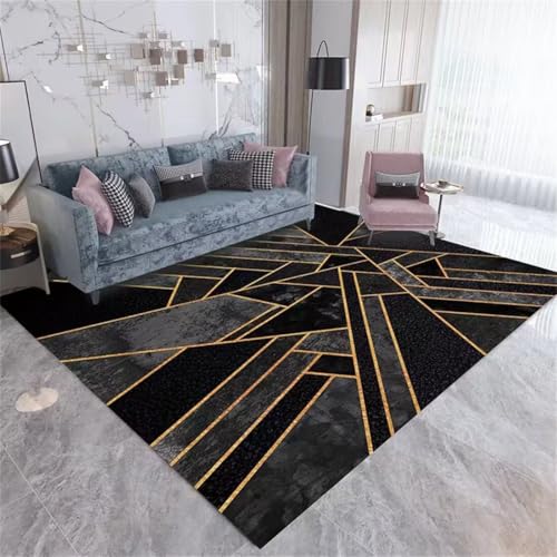RUGMRZ Bettvorleger 80X120Cm Teppiche 1 Schwarz Room Service Zimmer Deko Modern Teppich Leichtes Geometrisches Wohnzimmer Mit Marmorsofa von RUGMRZ
