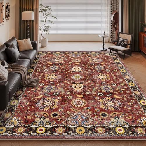 RUGMRZ Bettvorleger Schlafzimmer rutschfest Rot 100x200cm,Flach,Retro für Neben Bett,Neben Couch,Leseecke Kinderzimmer RUGMRZ Bettvorleger Schlafzimmer rutschfest Rot 100x200cm,Flach,Retro für Neben Bett,Neben Couch,Leseecke Kinderzimmer von RUGMRZ