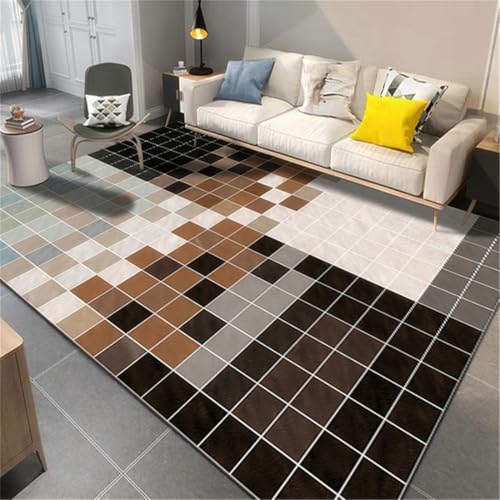 RUGMRZ Bettvorleger rutschfest 180X250Cm Bett Teppich Schwarz Waschbarer Kinderzimmer Grosser Wohnzimmer Großgeometrisches Einfaches Sofa Wo von RUGMRZ