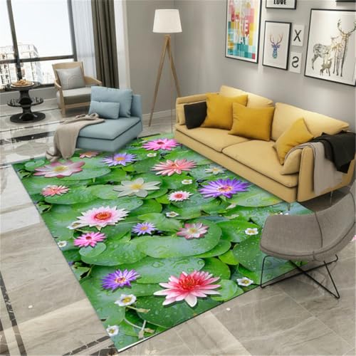 RUGMRZ Bettvorleger rutschfest 200X300Cm Mädchen Zimmer Teppich Grün Waschbarer Wohnzimmer Läufer Schreibtisch Teppichwohnzimmer Schlafzimmer Warmes Bl von RUGMRZ
