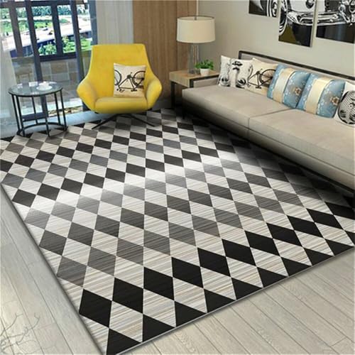 RUGMRZ Büro Teppich Graues geometrisches Design modern langlebig waschbar Kuschelig 70x140cm von RUGMRZ