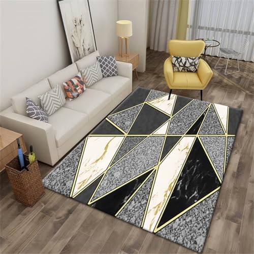 RUGMRZ Büro Teppich Teppich Modern Design Grauer Marmor-Effekt-Teppich Moderner Küchenteppich Anti-Verschleiß-Teppich Schwarz Und Weiß 160X230Cm von RUGMRZ