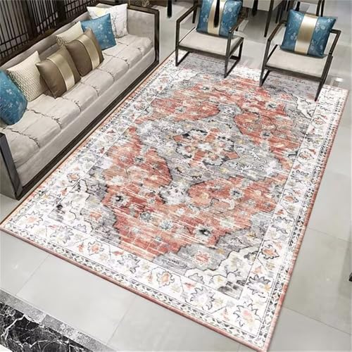 RUGMRZ Büroteppich 130x190CM Teppich büro one Piece orange Retro-Teppich mit grauem Blumenmuster. Balkon Schreibtisch RUGMRZ Büroteppich 130x190CM Teppich büro one Piece orange Retro-Teppich mit grauem Blumenmuster. Balkon Schreibtisch von RUGMRZ