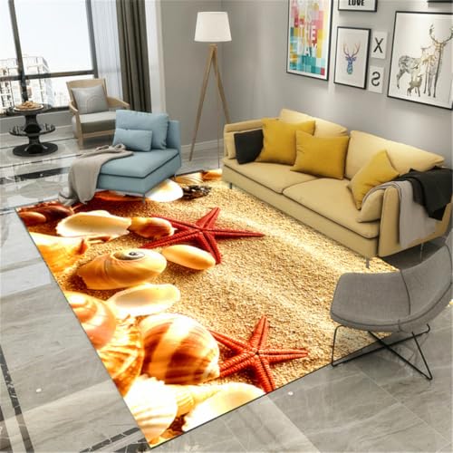 RUGMRZ Bunte Teppiche 160X200Cm Teppich Antirutsch Gelb Boden Balkon Läufer Schlafzimmer Wohnzimmerstrandlandschaft Muschel Kokosnussbaum Blauer Himmel RUGMRZ Bunte Teppiche 160X200Cm Teppich Antirutsch Gelb Boden Balkon Läufer Schlafzimmer Wohnzimmerstrandlandschaft Muschel Kokosnussbaum Blauer Himmel von RUGMRZ